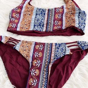 Two-Piece Patterned Reversible Bikini Set